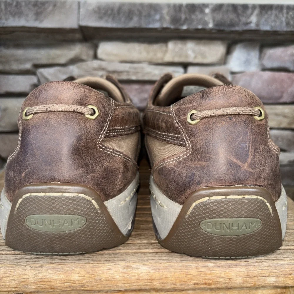 Dunham Refurbished Men's Captain 3 Eyed Boat Shoe Dark  Brown /Tan Size 18